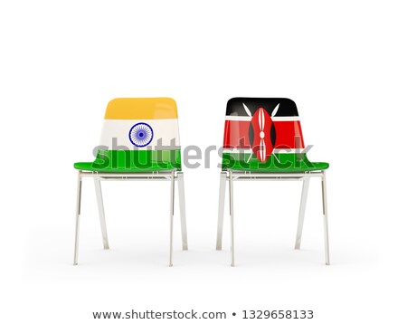 ストックフォト: Two Chairs With Flags Of India And Kenya