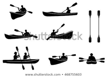 Stok fotoğraf: Rafting Or Kayaking Club Emblem - Canoe Kayak Icon