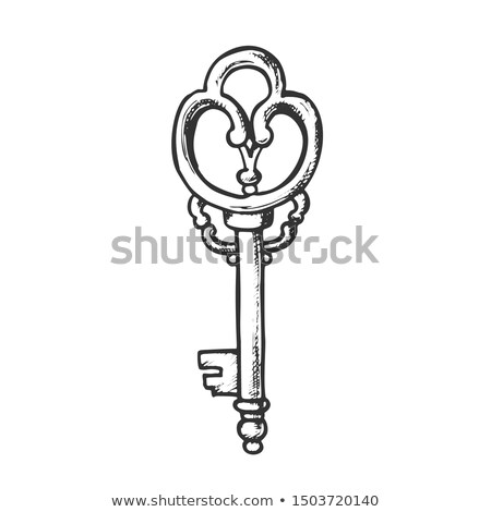 Stock fotó: Key Antique Access Device Ink Hand Drawn Vector