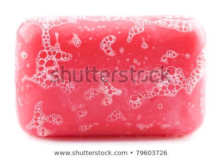 Foto stock: Pink Soap And Sink In Foam