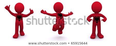 Stockfoto: 3d Character Textured With Flag Of Albania