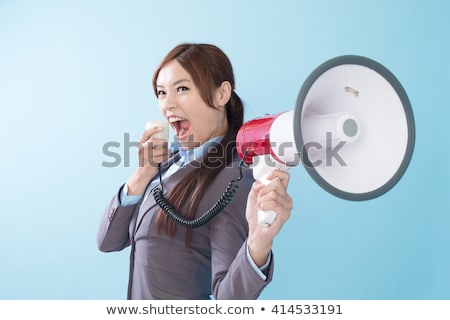 Stock fotó: Business Woman With Loudspeaker