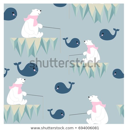 Foto stock: Polar Bear Fishing On Iceberg