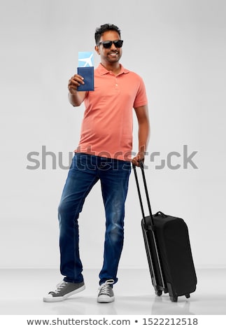 Zdjęcia stock: Indian Man With Travel Bag And Ticket In Hands