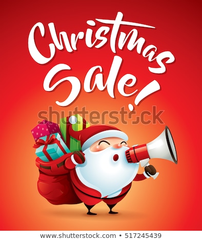 Stock photo: Christmas Sale Santa Claus With Megaphone