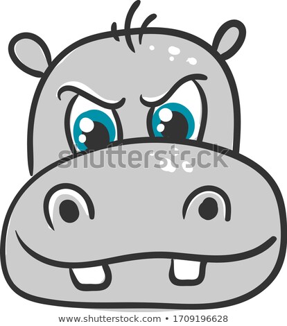 Stock photo: Cartoon Hippo Silhouette Angry