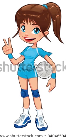 Сток-фото: Cartoon Smiling Volleyball Player Girl