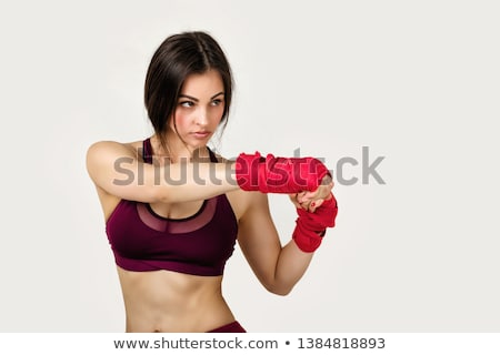 Zdjęcia stock: Woman Boxer Isolated On The White