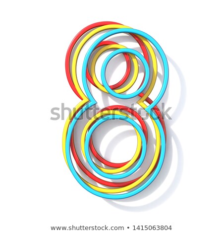 Foto d'archivio: Three Basic Color Wire Font Number 8 Eight 3d