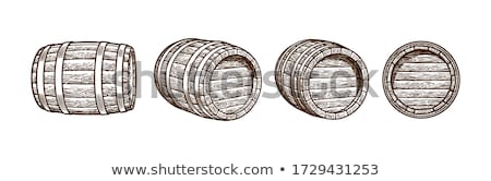 Zdjęcia stock: Standing Vintage Wooden Barrel Side View Vector