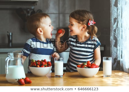 Stock foto: Boy Eats Fruit Healthy Food For Children Child Eating Healthy