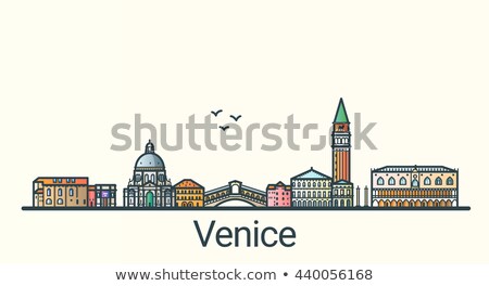 Сток-фото: Venice Skyline Silhouette With Gray And Red Buildings