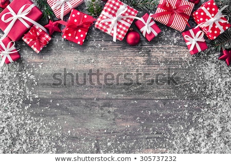 ストックフォト: Christmas Gifts With Baubles And Snow