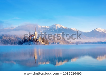 Stock fotó: Bled With Lake In Winter Slovenia Europe