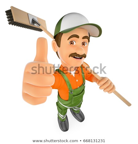 Stok fotoğraf: 3d Street Sweeper With Thumb Up