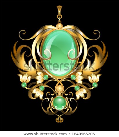 Stock photo: Gold Brooch With Chrysoprase