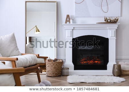 Stock fotó: Fireplace With Lamp