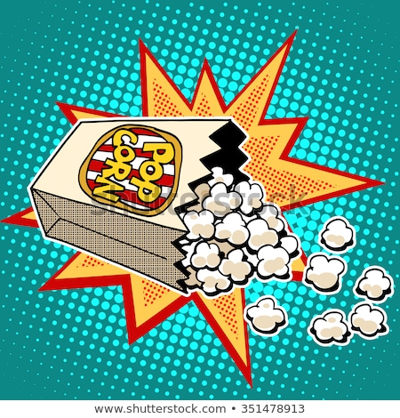 Foto stock: Popcorn In Yellow Box Vector Cartoon Illustration