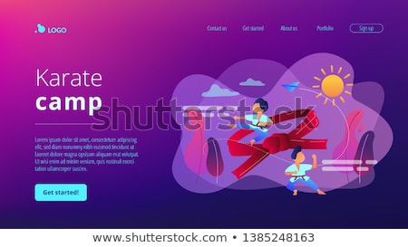 Stockfoto: Karate Camp Concept Landing Page