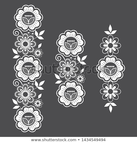 Lace Vector Long Pattern Set Vertival Design With Flowers And Swirls Detailed Lace Motif Stock fotó © RedKoala
