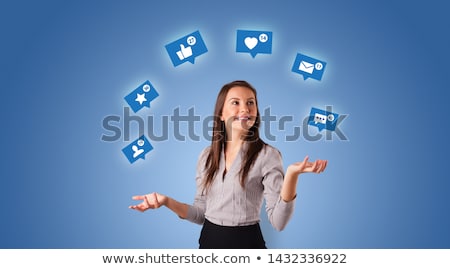 Stock photo: Person Juggle With Social Media Symbols