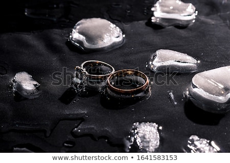 Stock fotó: Two Golden Wedding Rings On Ice Surface