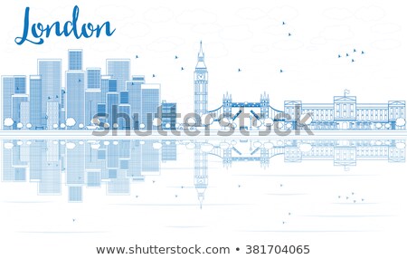 Сток-фото: Palace Of Westminster And London City Skyline Text Outline