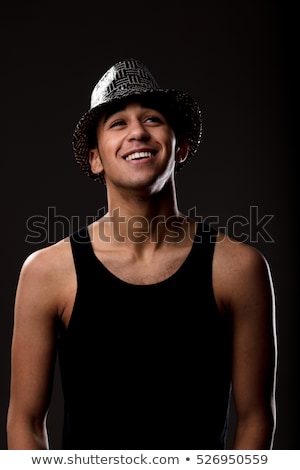 Zdjęcia stock: Sly Smile For A Handsome Guy In Sequin Hat