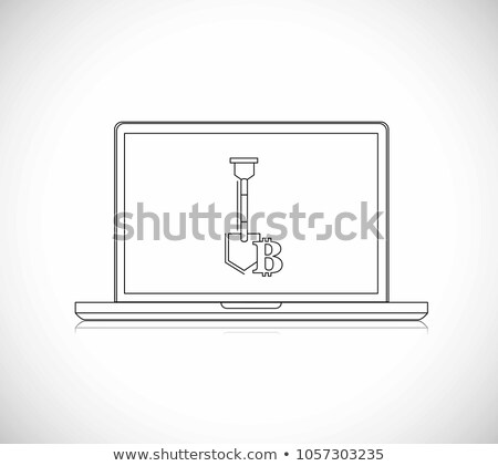 Bitcoins Stack And Miners Equipment On A Laptop Mining Symbol Сток-фото © alexmillos