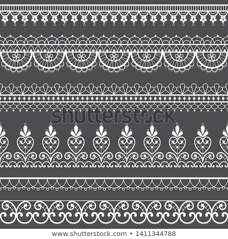 French Or English Lace Seamless Pattern Set White Ornamental Repetitive Design With Flowers - Texti Stock fotó © RedKoala