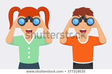 Foto stock: Curiouse Girl With Binoculars