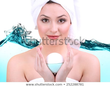 Stok fotoğraf: Beautiful Young Woman With Aroma Bath Ball Isolated On White Bac