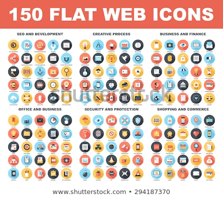 Stock fotó: Flat Design Security And Protection Icons Set