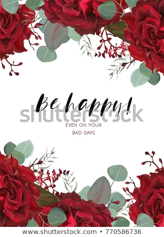Stok fotoğraf: Wreath Of Roses On Red Background
