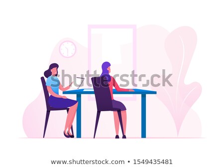 Stockfoto: Secretary And Boss At Meeting Vector Illustration