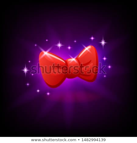 Red Bow Tie Slot Icon For Online Casino Or Mobile Game Vector Illustration With Sparkles On Dark Pu Zdjęcia stock © MarySan