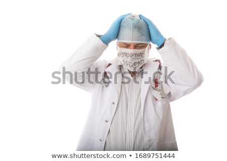Stock fotó: Anguished Overwhelmed Doctor Surgeon During Virus Pandemic