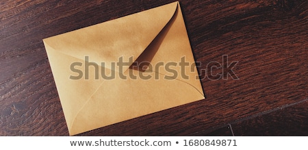Stockfoto: Golden Vintage Envelope On Wooden Background Newsletter And Message