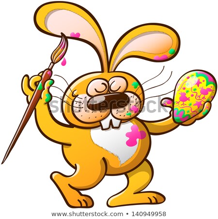 Easter Egg While Painting With Brush Vector Illustration Сток-фото © zooco