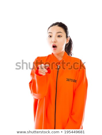 Stock foto: Young Asian Woman Scolding Somebody In Prisoners Uniform