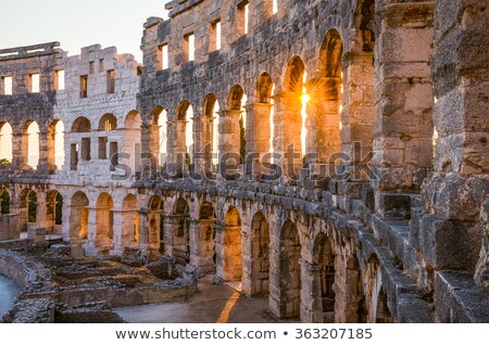 Foto stock: Inside Of Ancient Roman Amphitheater In Pula Croatia