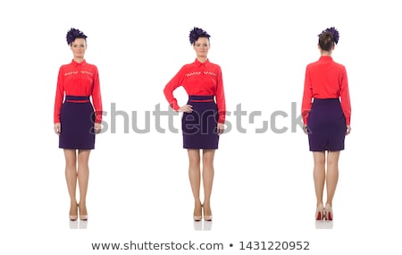 Сток-фото: Pretty Young Girl In Bordo Skirt Isolated On White