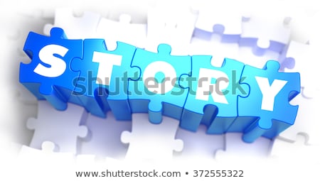 Сток-фото: Story - White Word On Blue Puzzles