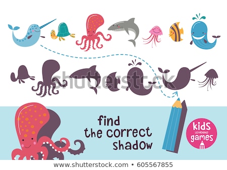 Stock fotó: Match The Shadow Ocean Kids Puzzle Game