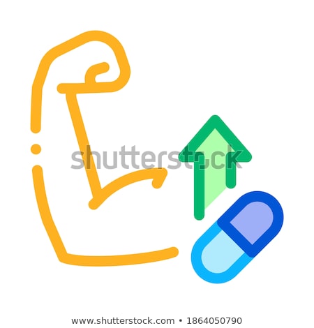 Stock photo: Muscle Pumping With Pills Supplements Icon Vector Illustration