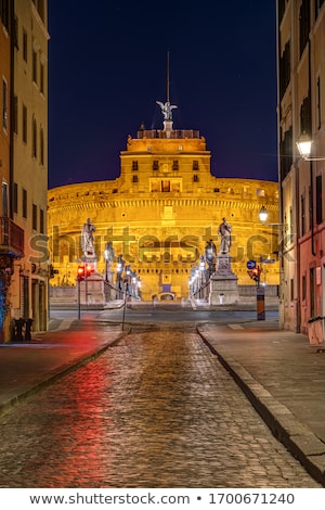 View Of Castel Sant Angelo Night In Rome Italy Сток-фото © elxeneize