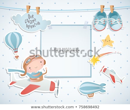 Stock fotó: Baby Shower Card With Toys