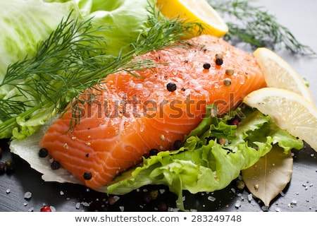 Stock foto: Delicious Portion Of Fresh Salmon Fillet With Aromatic Herbs