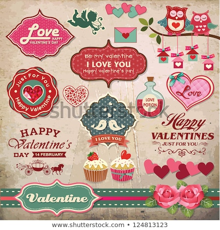 Stok fotoğraf: Vintage Card With Cupcake Valentines Day Card