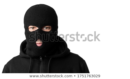 Foto stock: Robber Wearing Balaclava Isolated On White